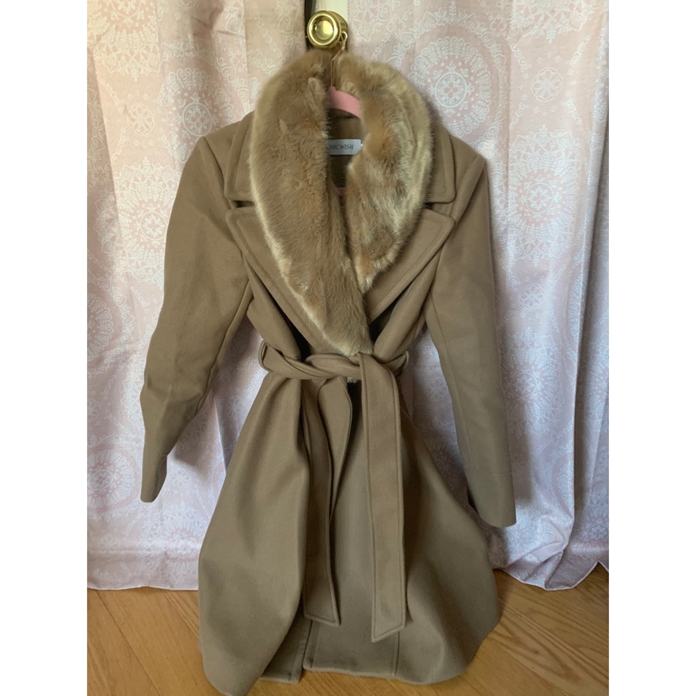 Faux fur trimmed coat